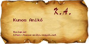 Kunos Anikó névjegykártya